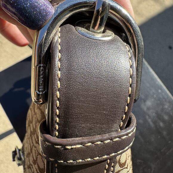 Vintage Coach Signature Mini C Bag Canvas Suede Shoulder Bag Purse Brown F10944 - Picture 9 of 16